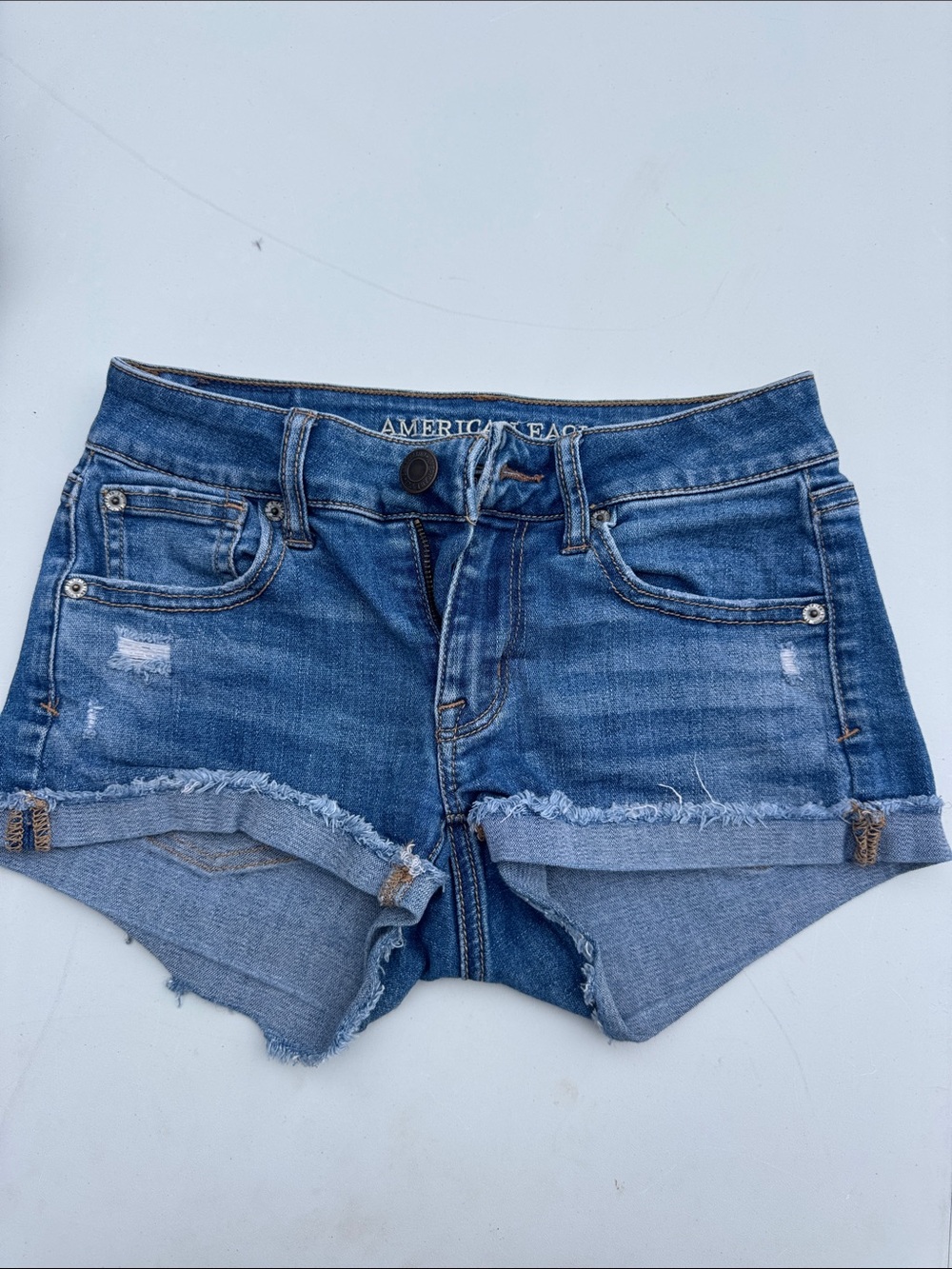 American Eagle Outfitters Distressed Blue Denim Cutoff Shorts